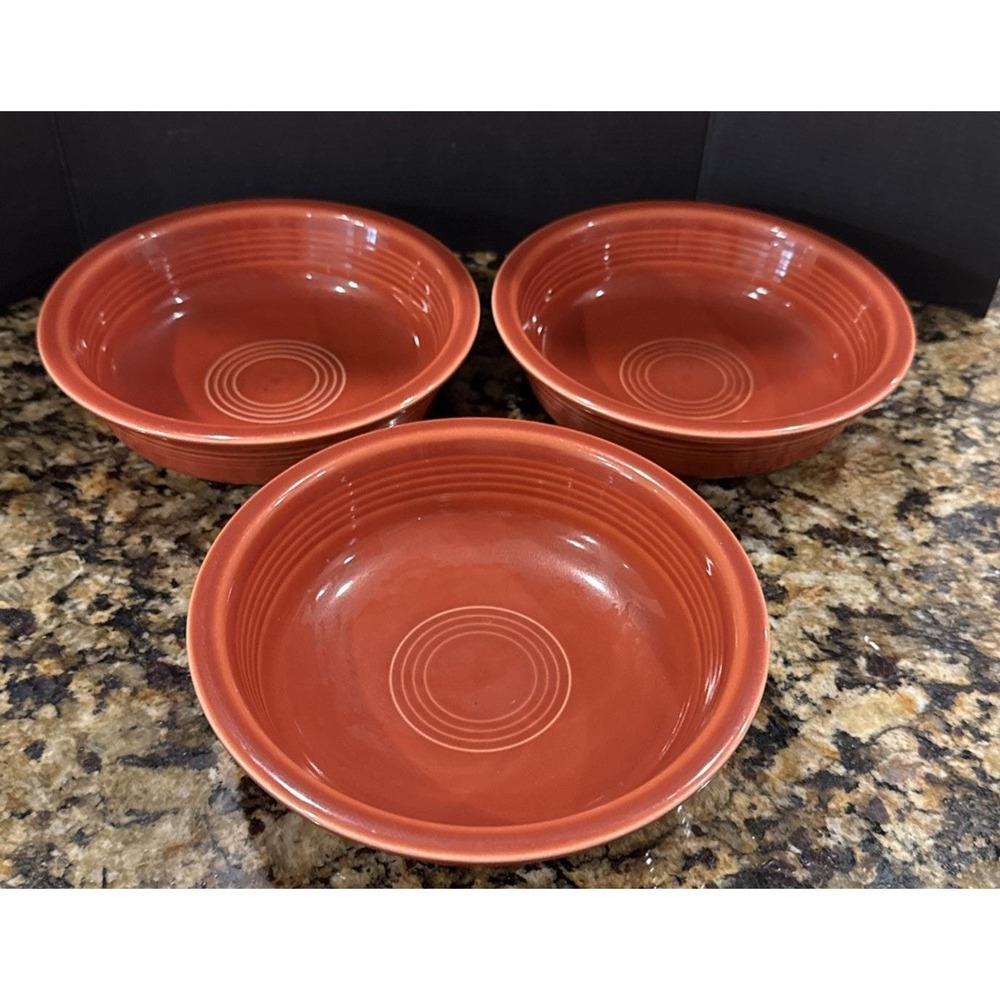 Fiestaware Fiesta Persimmon 7 Inch Soup Cereal Salad Bowl Bowls Set Of 3 USA